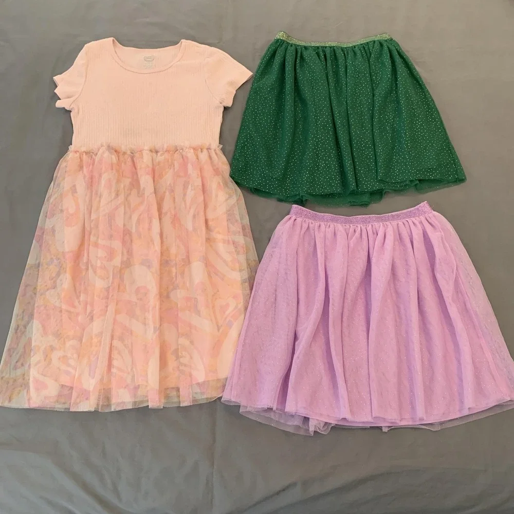 Wonder‎ Nation Dress Way To Celebrate Skirts Girls Large 10-12 Tulle Holiday Set